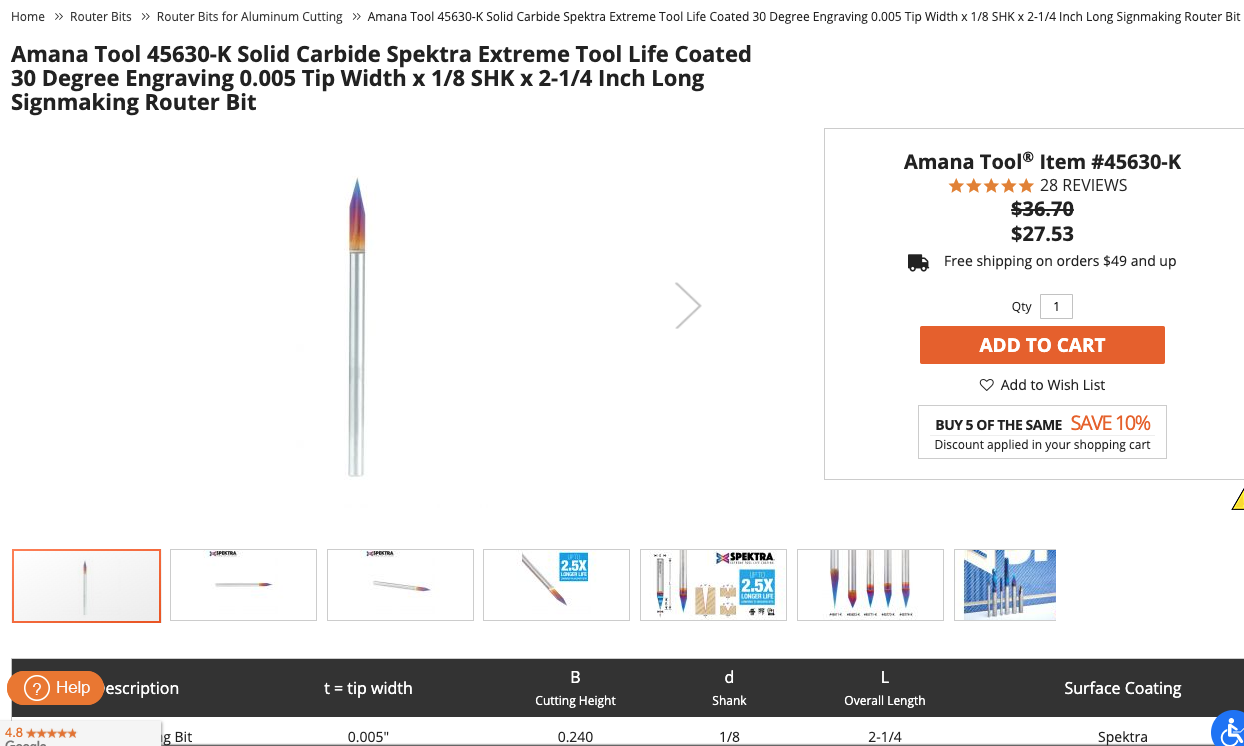 Adding Amana Tool 30 V To Create Library Carbide Create Carbide 3d Community Site