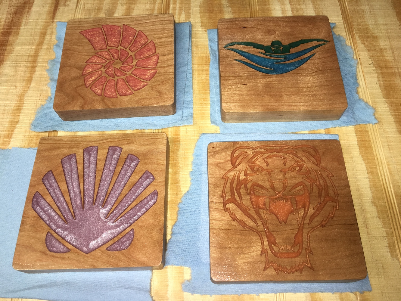 Coasters with Walnut / Epoxy Inlays Gallery Carbide 3D Community Site