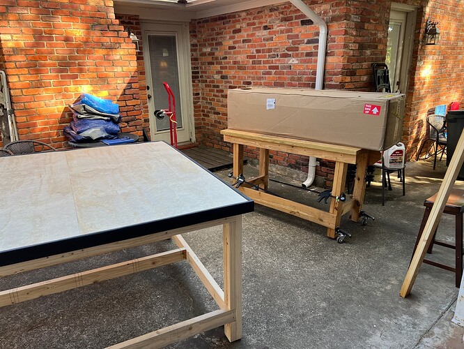 CNC Box 1 on workbench with wheels