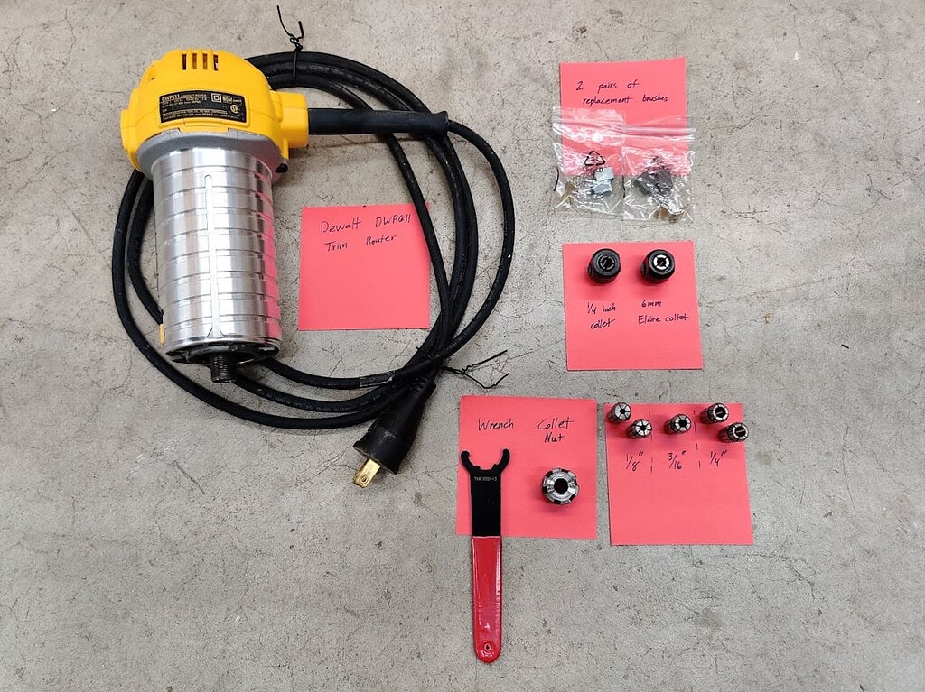 FOR SALE Dewalt DWP611 & Precision Collet Set Community Carbide 3D