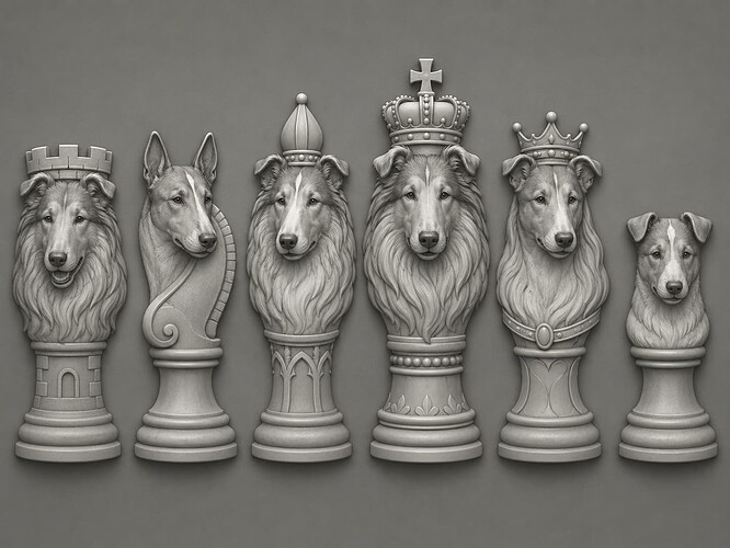 Chess Set Bas Relief
