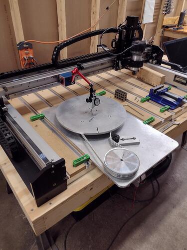 Shapeoko w turntable system & dial indicator