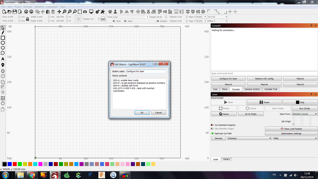 lightburn setup shapeoko 3