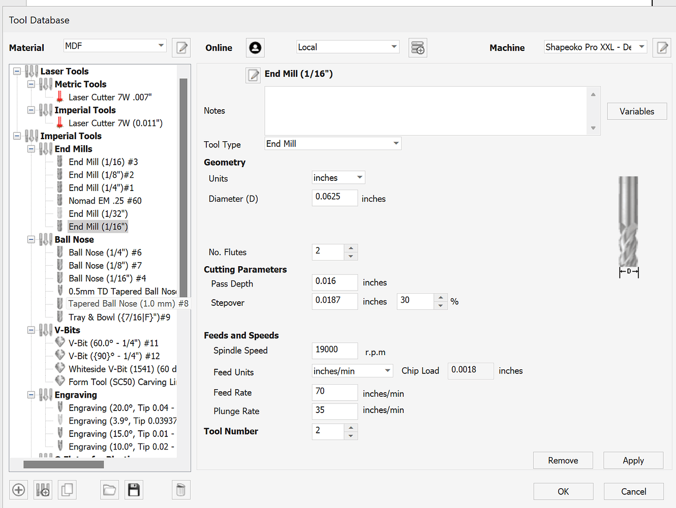 Imported tool library - Vectric - Carbide 3D Community Site