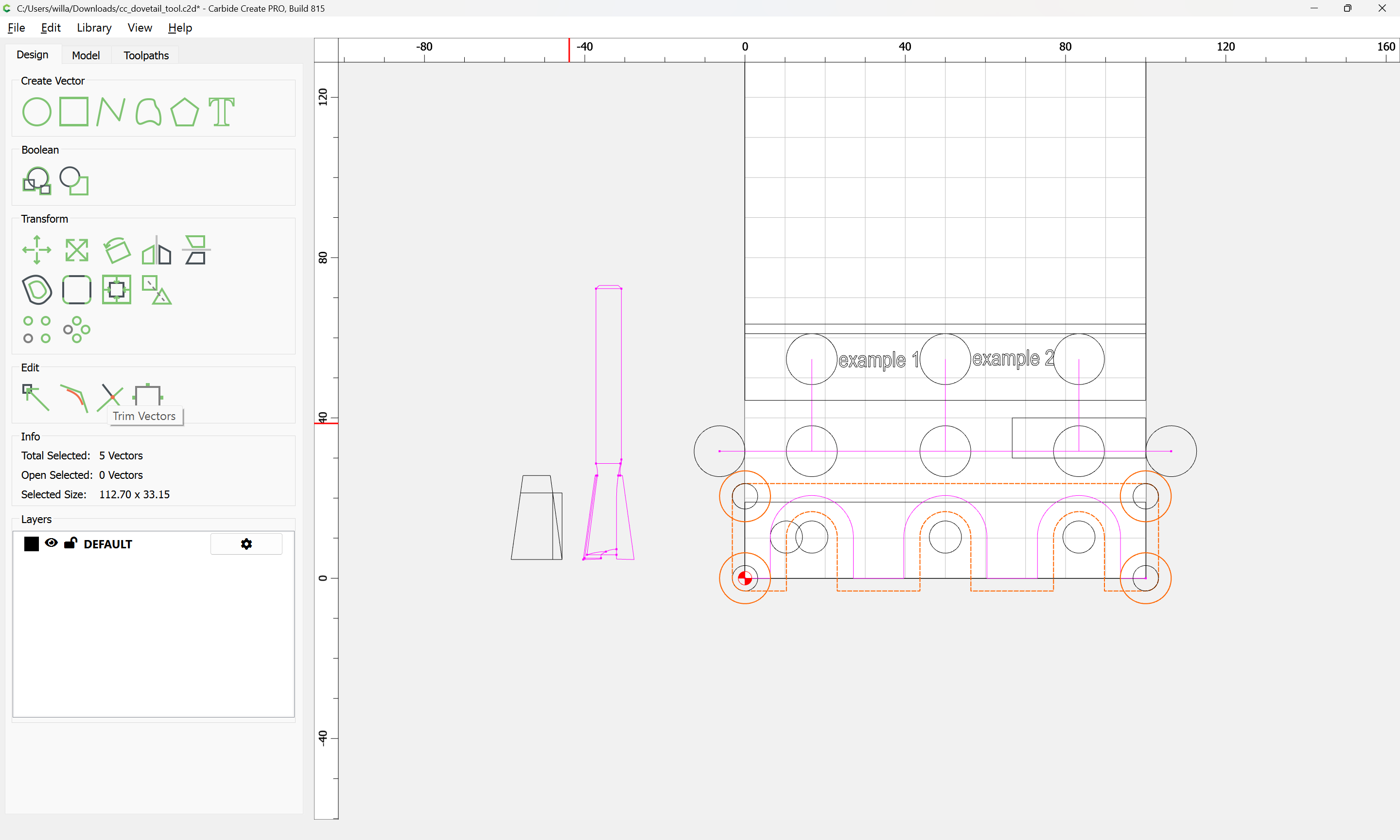 Tool paths for different sized dovetail bits - Unsupported - Carbide 3D ...
