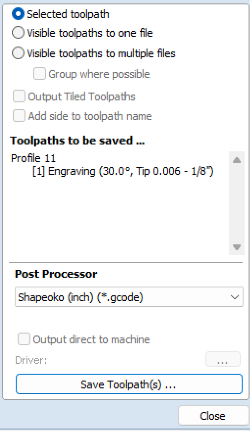 save toolpath