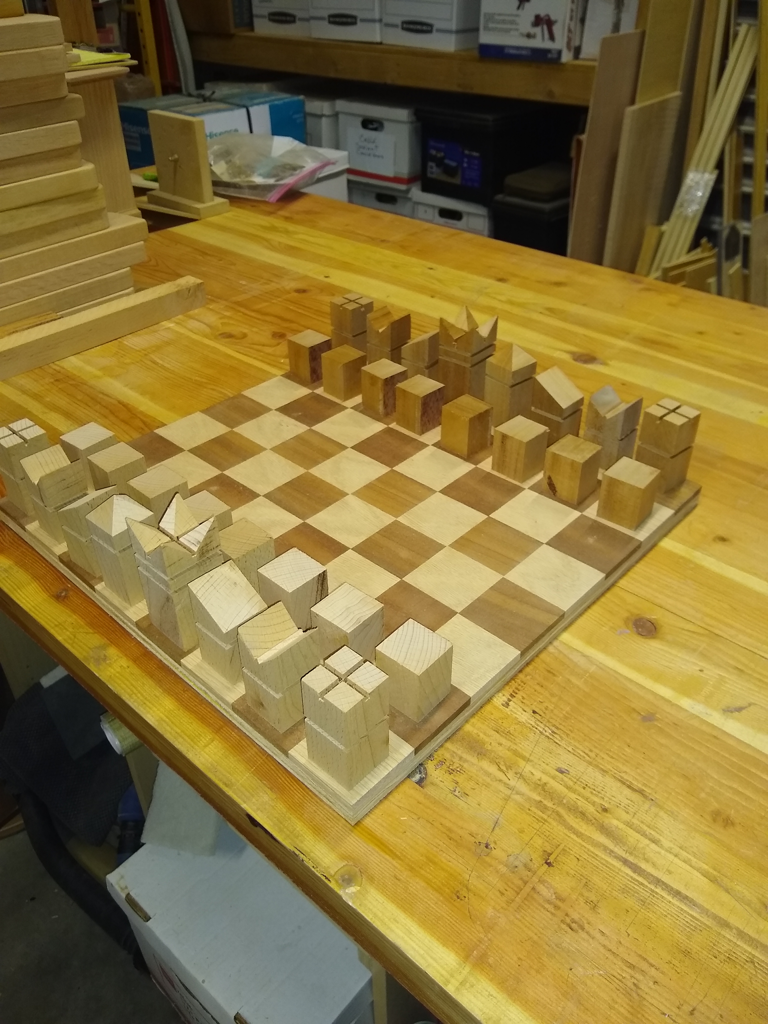 Walnut and Maple Chess Board with Cherry Wood Border 2 inch squares