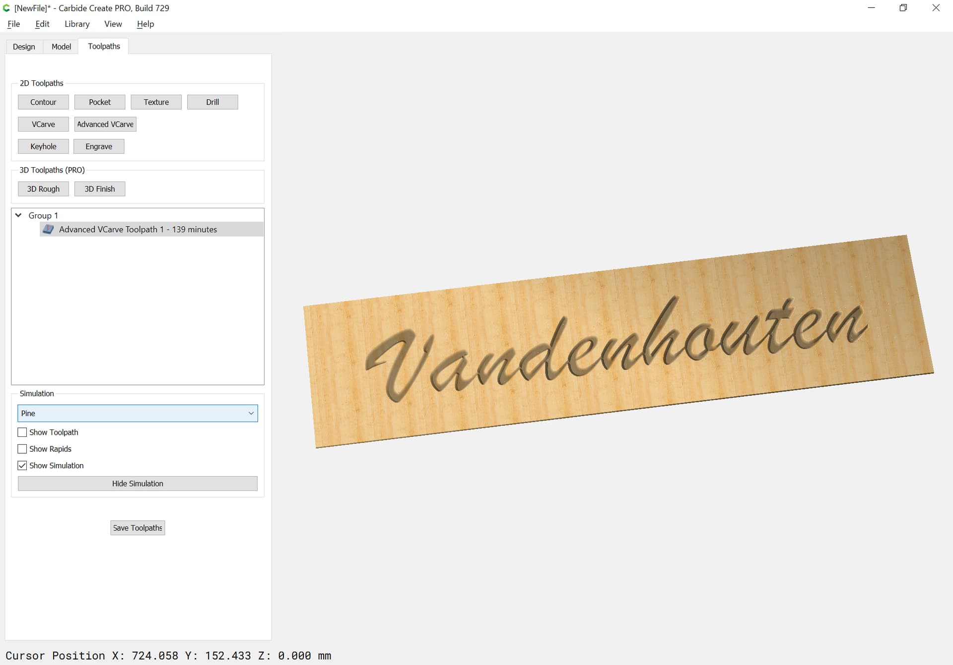 Name sign made in script print - Carbide Create - Carbide 3D Community Site