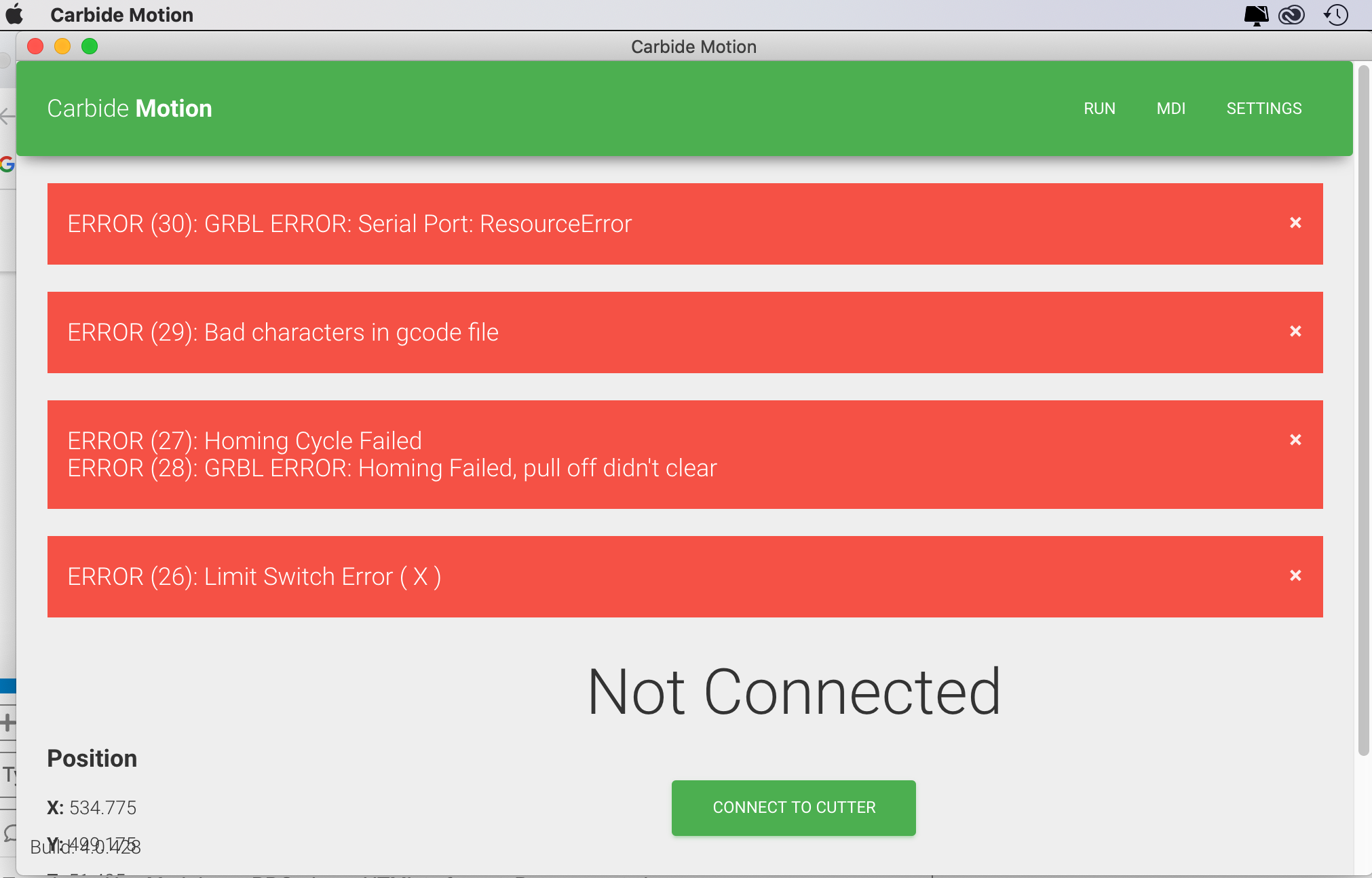 Limit Switch Error (x) on S3 XXL Carbide 3D Community Site